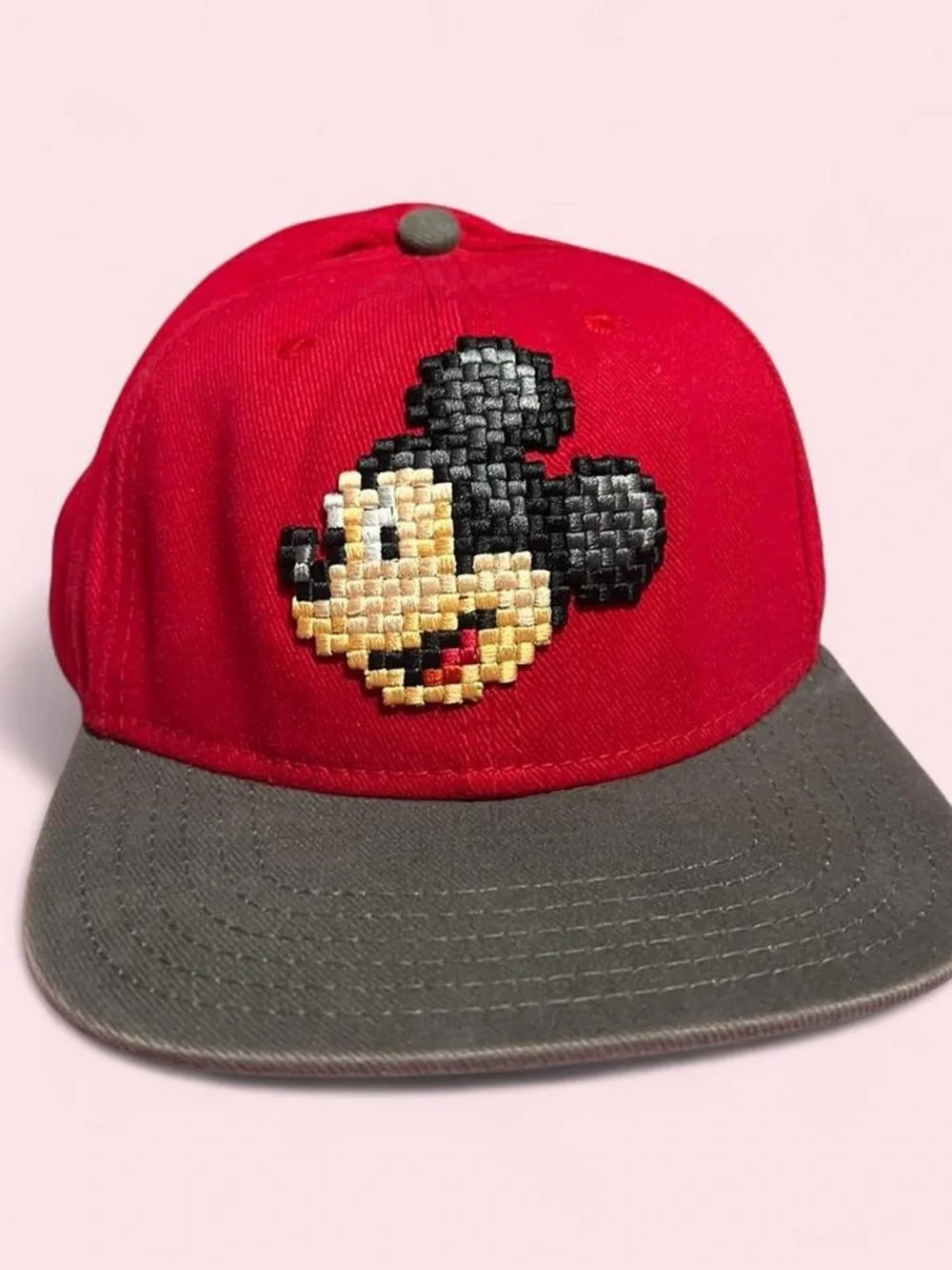 Kids Disney Red and Black Embroidered Mickey Mouse Cap